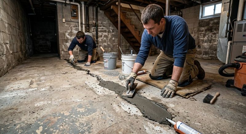 Cracked Basement Floor Repair in Perkasie, PA